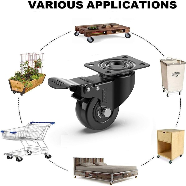 4 hjul för möbler 200KG transporthjul set | Snurrande hjul med broms | KLB