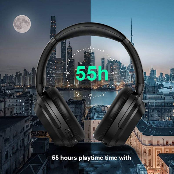 Aktive støjreducerende hovedtelefoner, trådløse over-ear Bluetooth