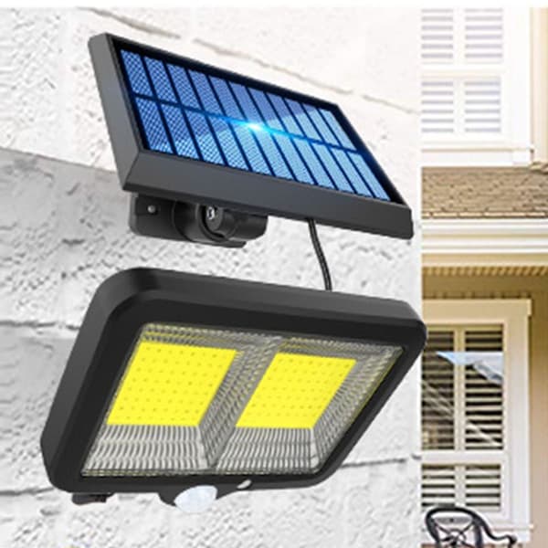 Solcellelys 128 LED - lyse solcellelamper for utendørs bruk, IP65 vanntett, 3 moduser KLB