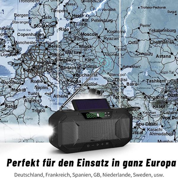 Nödradio Stänksäker Bluetooth-högtalare Bärbar AM/FM Solv vev
