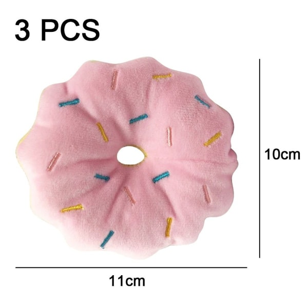 Pakke med 3 Donut Plys Kat Katteurt Legetøj Killinger Interaktiv Pude Pink KLB