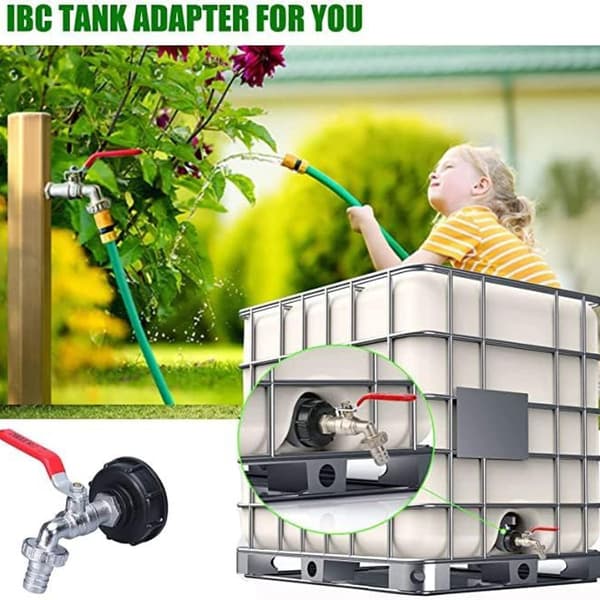 Kran tank 1000L regnvattenuppsamlare, adapter KLB