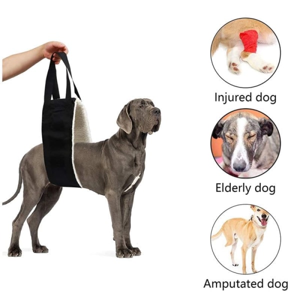 Stor hundsele för 30-120 lbs bakben hjälper äldre hundar med begränsad rörlighet, 6" x 41,3" hundlyftsele, hundlyft för artritrehabilitering A
