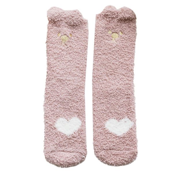 Mjuka skor och strumpor, fluffiga mikrofiberstrumpor i rosa KLB