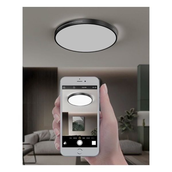 Svart LED-taklampe, 40cm-24w Hvit LED-taklampe Moderne takbelysning for balkong Stue Soverom KLB