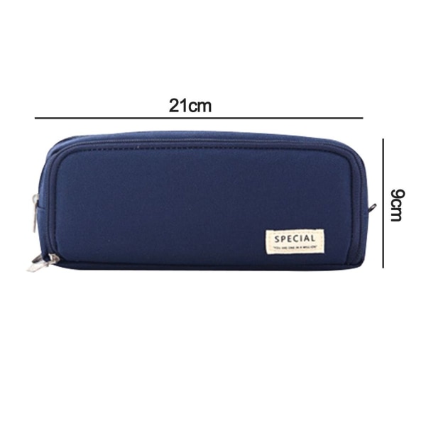 Large 3 Compartment Large Capacity Pencil Case Navy Blue KLB