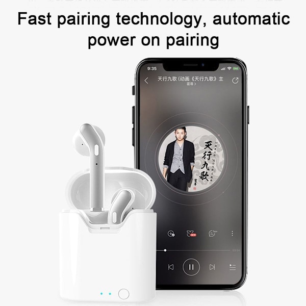 Bluetooth-øretelefoner - Trådløse øretelefoner - Hvide