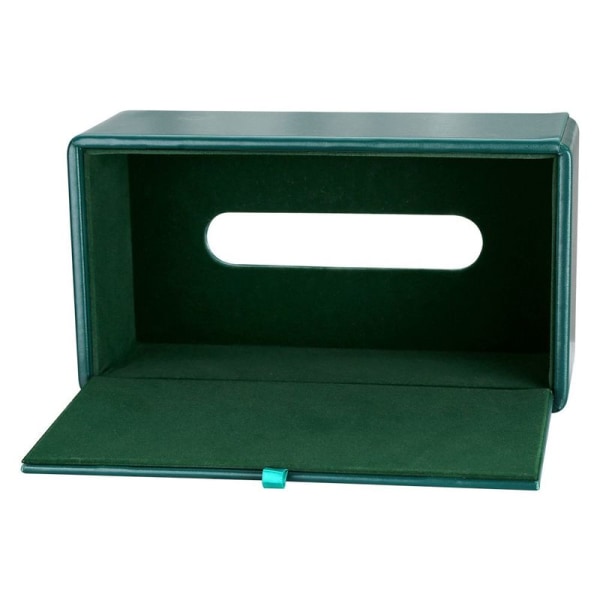 Rektangulär läder servettbox (mintgrön)