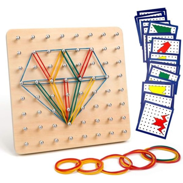 Trägeoboard Set Geometribräda Montessori Träleksaker för Barn, Inspirerande