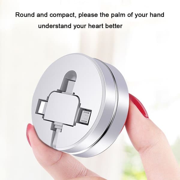 Multiladdningskabel, 3 i 1 infällbar USB-kabel med vit
