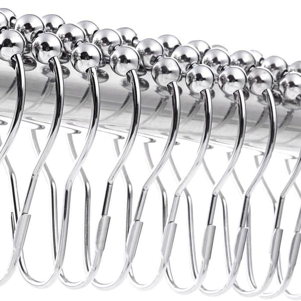 12 st duschringar, duschdraperiringar, rostfritt stål hängande ringar med glidande system, 12