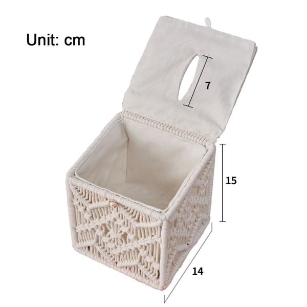 Servietboksbetræk, Boho Square Macrame Servietholder til