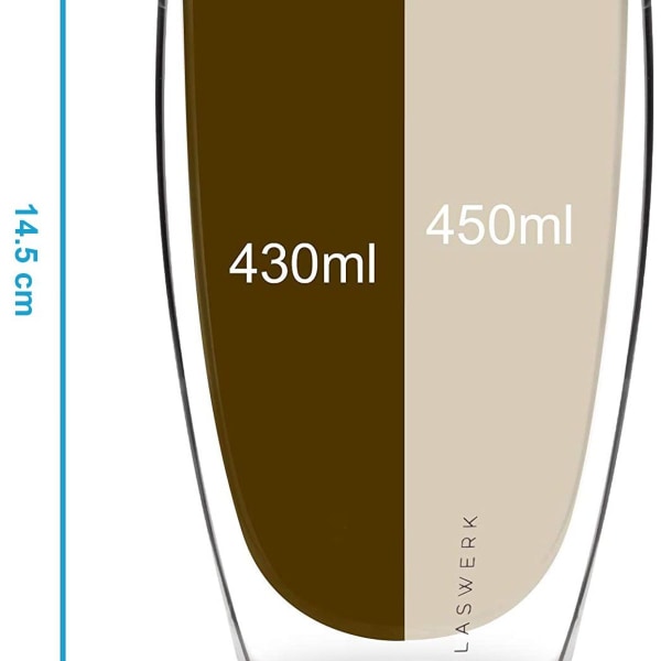 Glaswerk Design Latte Macchiato glas (1 x 450 ml) - dobbeltvæggede glas KLB