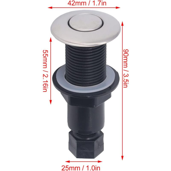 Automatisk tryckknapp, 25 mm tryckknapp med pneumatisk slangsats, automatisk låsknapp, pneumatisk luftslangssats för sopor KLB