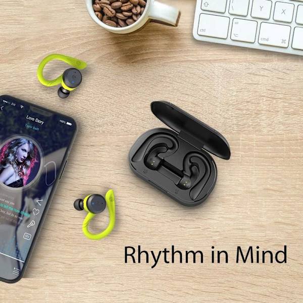 Sport In-Ear TWS-hodetelefoner True Wireless Bluetooth 5.0 Grønn
