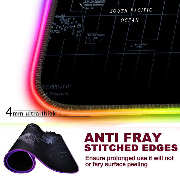 RGB Gaming Musemåtte LED Musemåtte Glat Overflade Kort 350x250x4mm