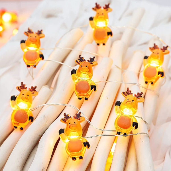 Julelys med rensdyr, batteridrevet, 20 LED'er, KLB