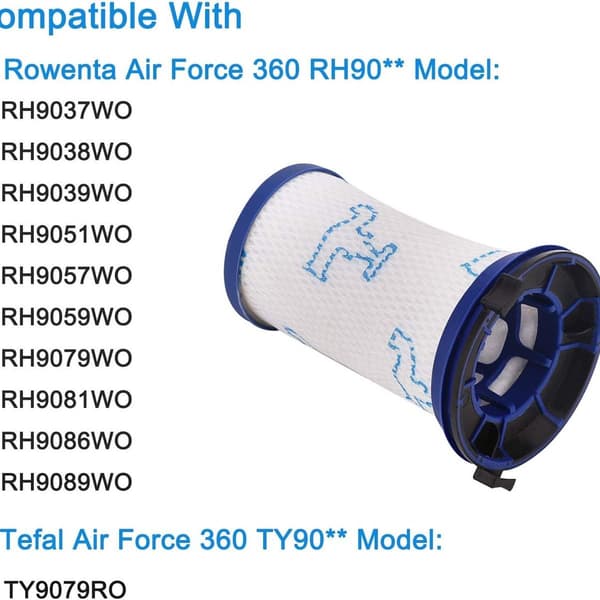 Sæt med 3 udskiftningsfiltre til Rowenta Force 360 - tilbehør til håndstøvsuger KLB