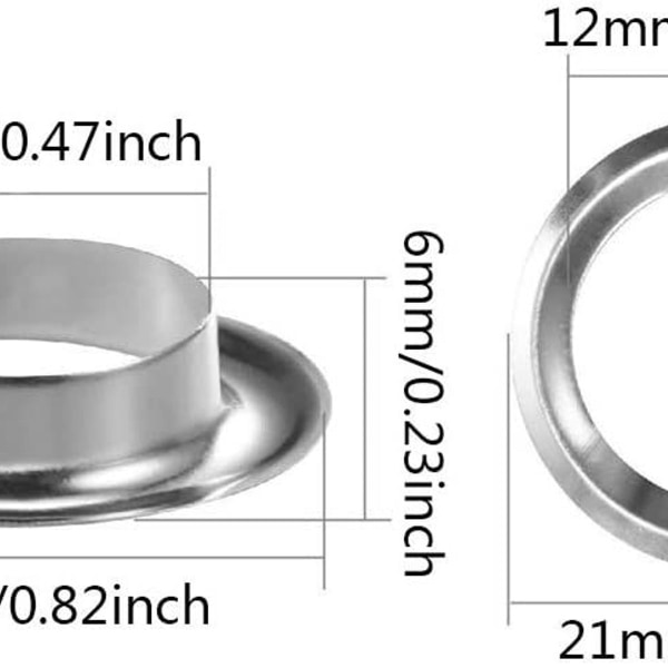 12mm Metallisk Øyelapp Verktøysett 100stk Stoff Øyelappsett for Sying Lerre Presenning