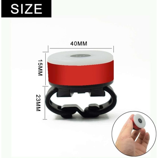 Sykkel baklys, USB oppladbar LED vanntett advarsel 5 moduser baklys