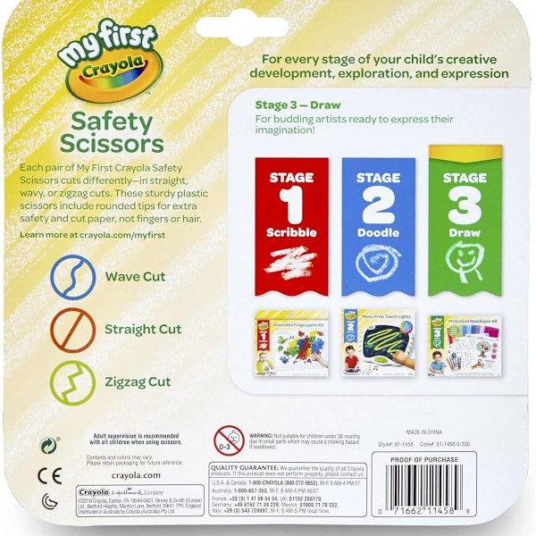 Säkerhetssaxar, konstmaterial för småbarn, 3-pack
