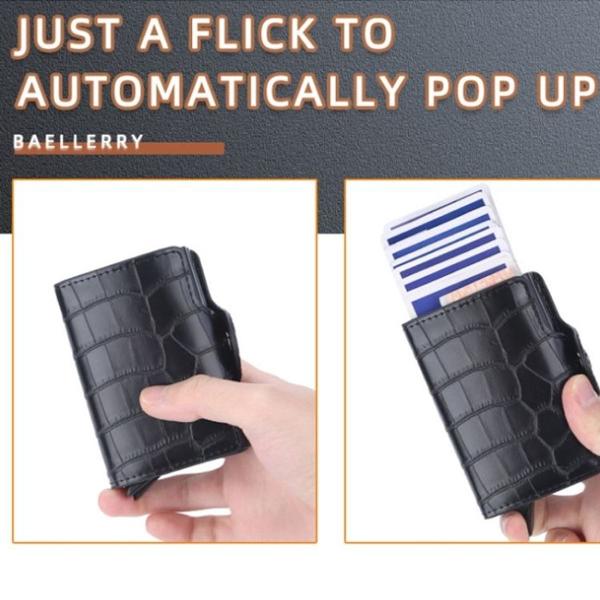 K9171 RFID Antimagnetisk Korthållare Män Krokodil Mönster Automatisk