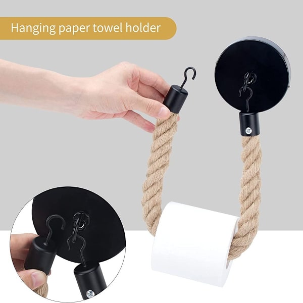 Rephållare för toalettpapper i rep, väggmonterad