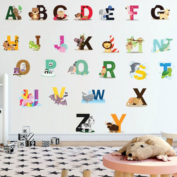 ABC-klistermärken, alfabetsklistermärken - djuralfabet-väggklistermärken - väggbokstavsklistermärken KLB