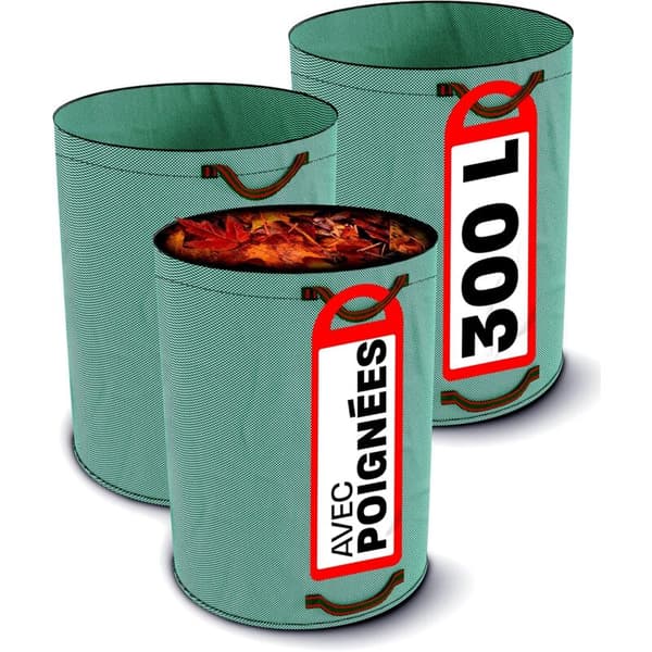 Trädgårdssäckar 300 l - Med 4 rivfasta handtag - Fällbara - Återanvändbara - Robusta - Avfallssäck KLB