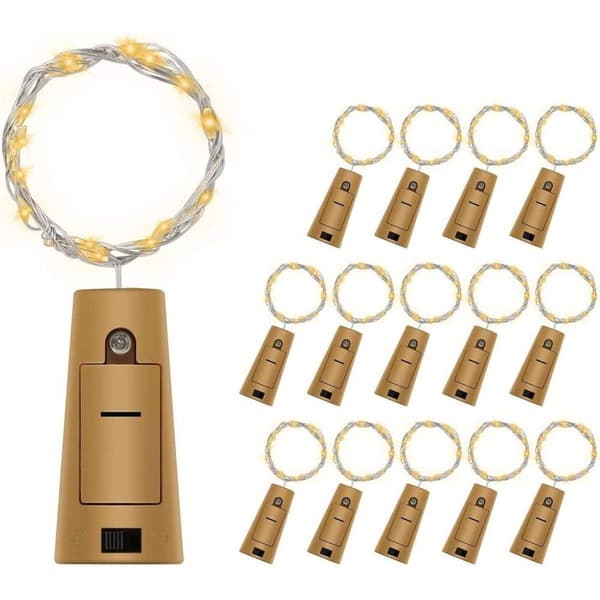 Kolpop 12-pack flaske lys - 2m 20 LED - Varm hvit KLB
