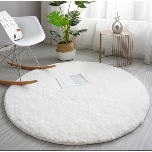 Beige pyöreä kylpymatto Ø 60 cm Valkoinen Yksivärinen pehmeä lammas sametti pyöreä matto makuuhuone olohuoneen tatamilattiamatto kelluva cover