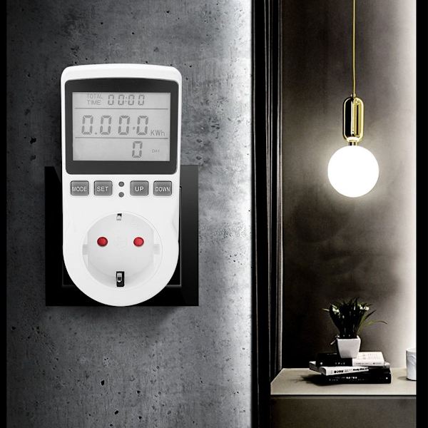 Plug-in LCD-energimätare, spänning, ström, energiförbrukning KLB