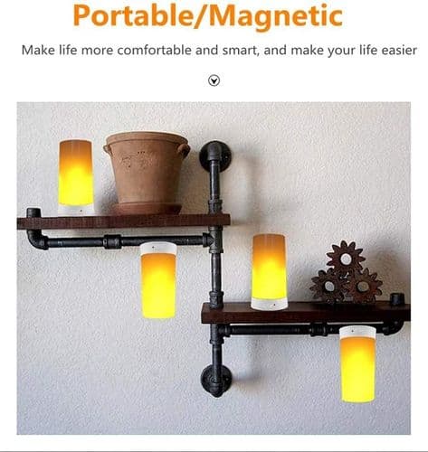 Flammeeffektlampe med fjernkontroll, USB-oppladbar, 2 LED