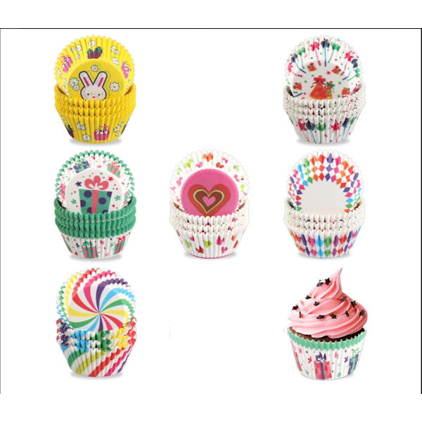 600 Stykker Bagepapir Ikke-Klistrende Bageforme, Cupcakeforme, Regnbue Cupcakeforme til Muffins Kager Cupcakes -