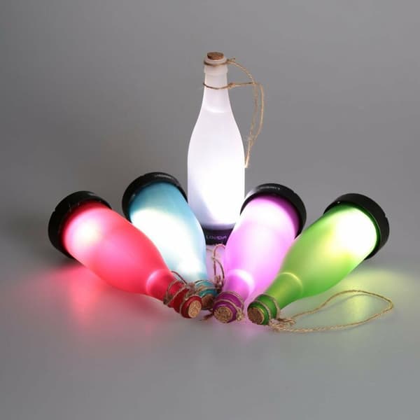 Sæt med 5 LED-solcellelamper, lysform dekorerer korkflaske LED-lampe KLB