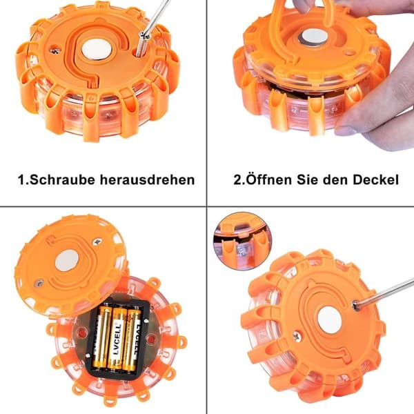 Advarselslys, LED-advarselslys med magnet, 9 lysmoduser, vanntett blinkende KLB