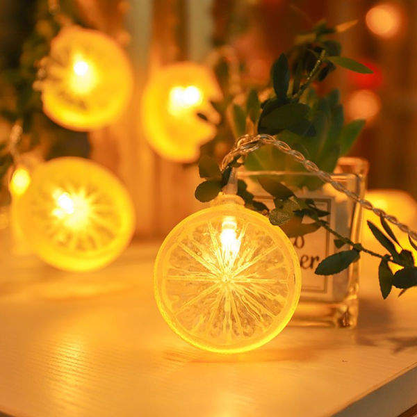 Led-slingor för helgdagar med ljusslingor Dekorationer för citronfödelsedagsfest