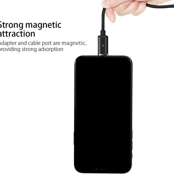 LAMA Magnetic USB C ladekabel [3 stk 1,5M] magnet svart KLB
