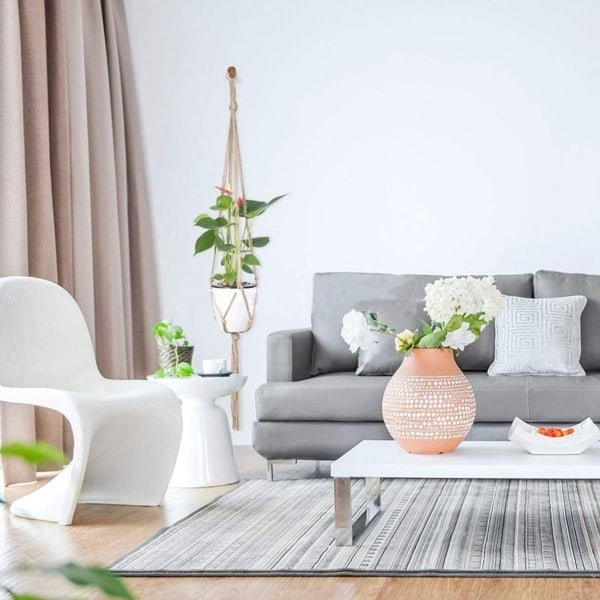 2 linne hängande korgar för att hänga små blomkrukor