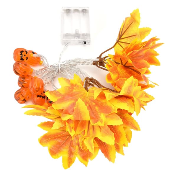 LED-slingor, gula lönnlöv, pumpagrimasdesign KLB