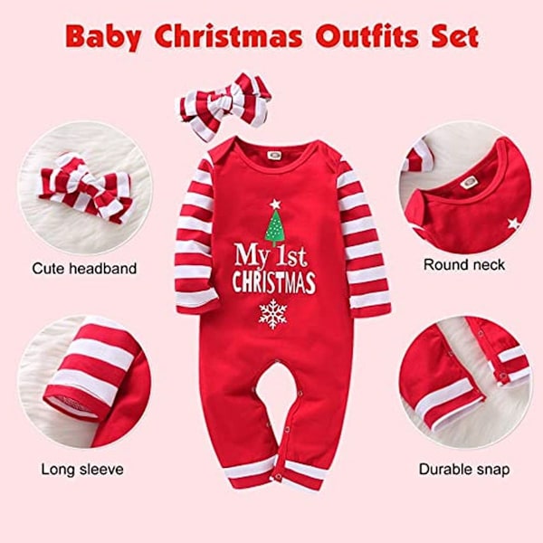 Nyfödda Babyflickor Pojkar Julkläder, Romper, 1:a Julen - 73cm KLB