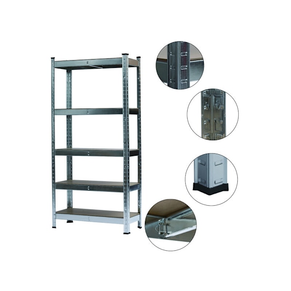 Raskaat Hyllyt 5 Tasoa 170x70x30cm Modulaarinen Metallihylly Max 350kg Varasto Autotalli Työpaja KLB