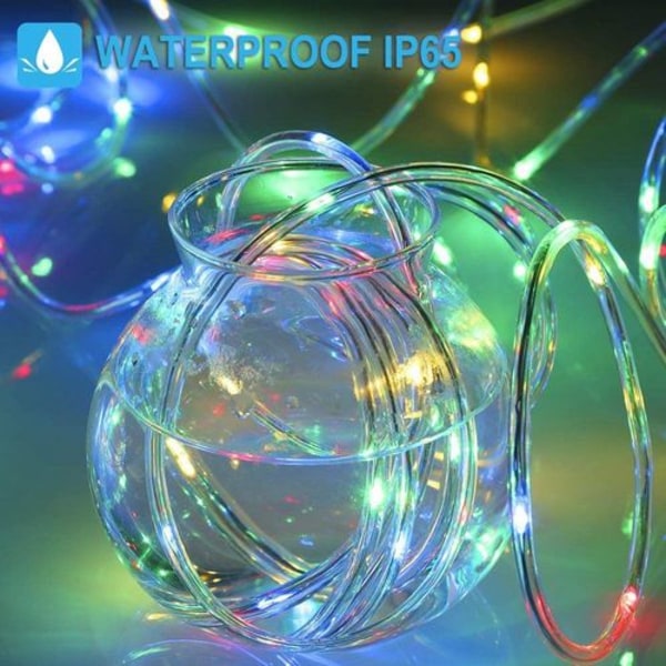 Tau, 10 m, 100 lysdioder, RGB-fargeskiftende, for utendørs bruk