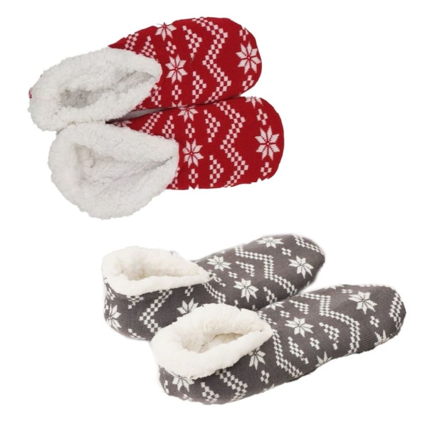 Dame Warm Fluffy Fleece Lined Snowflake Slipper Socks KLB