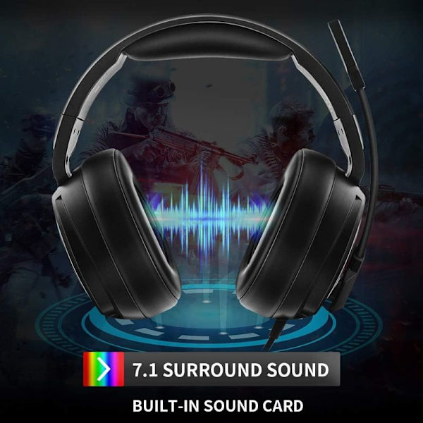 USB Pro Gaming Headset för PC - 7.1 Surround Sound-hörlurar