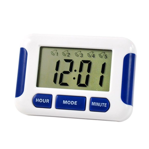 Tidsur 8*5.6*2.2cm, Multi-alarm medisinpåminnelse, opptil 8 daglige alarmer og timer, essensielt verktøy for folk