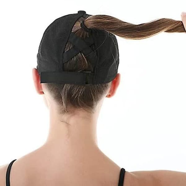Criss Cross Ponytail Baseball Cap til kvinder, High Messy Bun Ponycap KLB