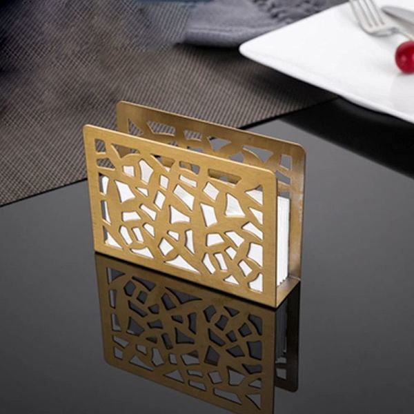 Rustfrit håndklædeholder, spisebord og køkkenrulleholder, servietholder, guld