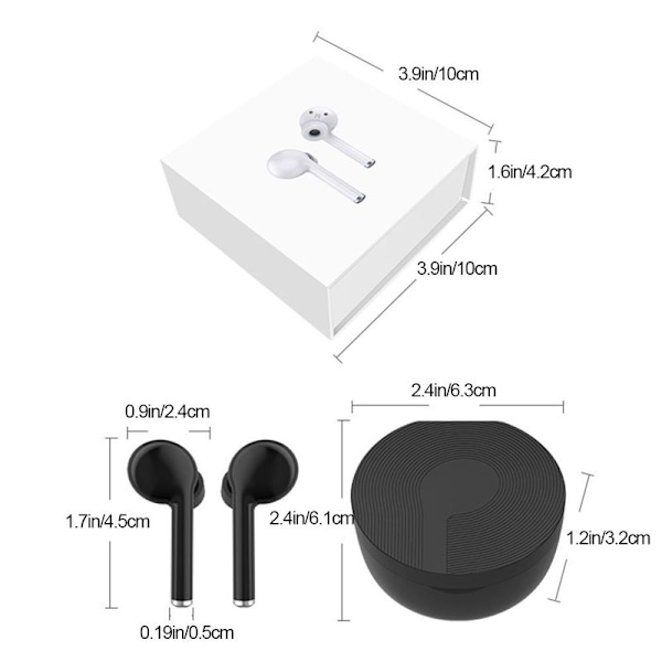 Bluetooth 5.0 in-ear-hörlurar med laddningsbox, brusreducerande vit