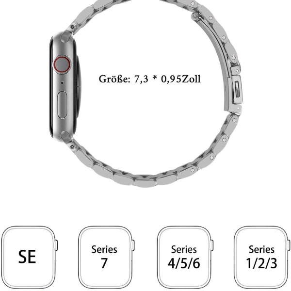Ranneke yhteensopiva Apple Watch hihnan kanssa, 38mm, 40mm, 42mm, 44mm,